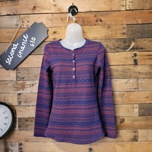 Columbia Women's Aspen Lodge Jacquard Henley Long Sleeve Tee Size M